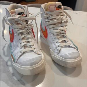 Nike kumquat infinite blazer High-Top Sneakers with Orange and Teal Swoosh